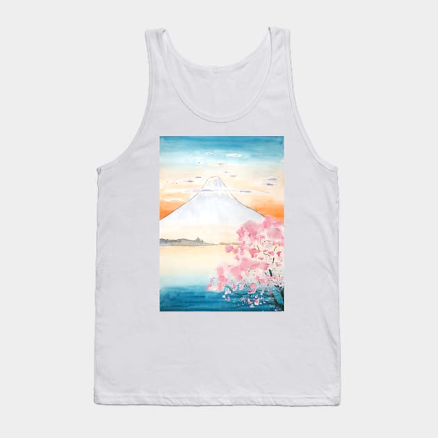 sukura and Mount Fuji Tank Top by colorandcolor